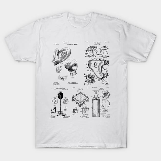 Boxing Gym Patent Prints T-Shirt by MadebyDesign